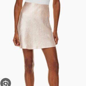 Babaton Mini Slip Skirt Womens 16 Beige Denude Neutral Satin Acetate Aritzia NWT